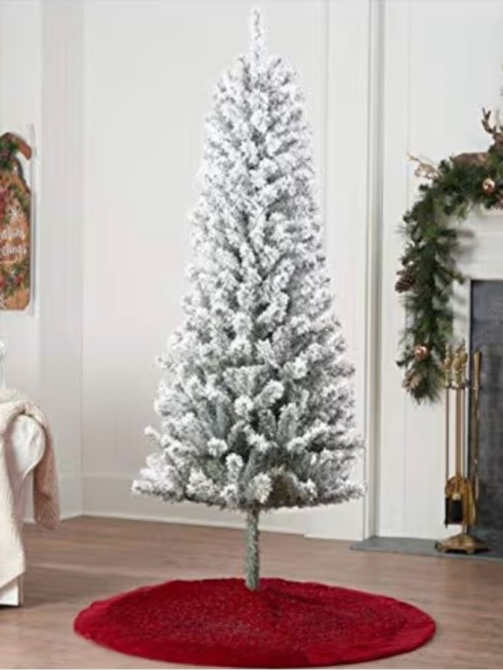 6 foot White Fluffy Snow Flocked Pine Artificial Christmas Tree Un-Lit Brand new - Picture 4 of 5